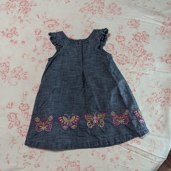 2/20*Baby Gap Infant Denim w/Embroidered Butterflies Dress - size 18-24 months - Picture 13 of 13